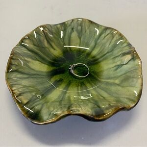 Green Handmade PotteryTrinket Dish